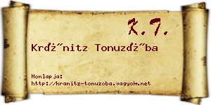 Kránitz Tonuzóba névjegykártya